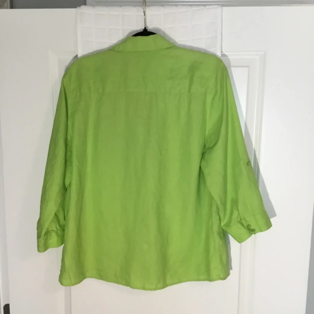 Kim Rogers Ladies Button Down Top Lime Green Size PXL - Picture 2 of 4